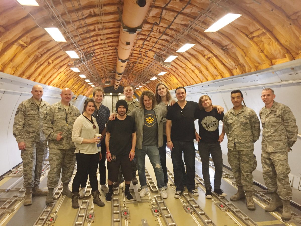 Soul Asylum poses with Service members Photo by Jeneen Anderson